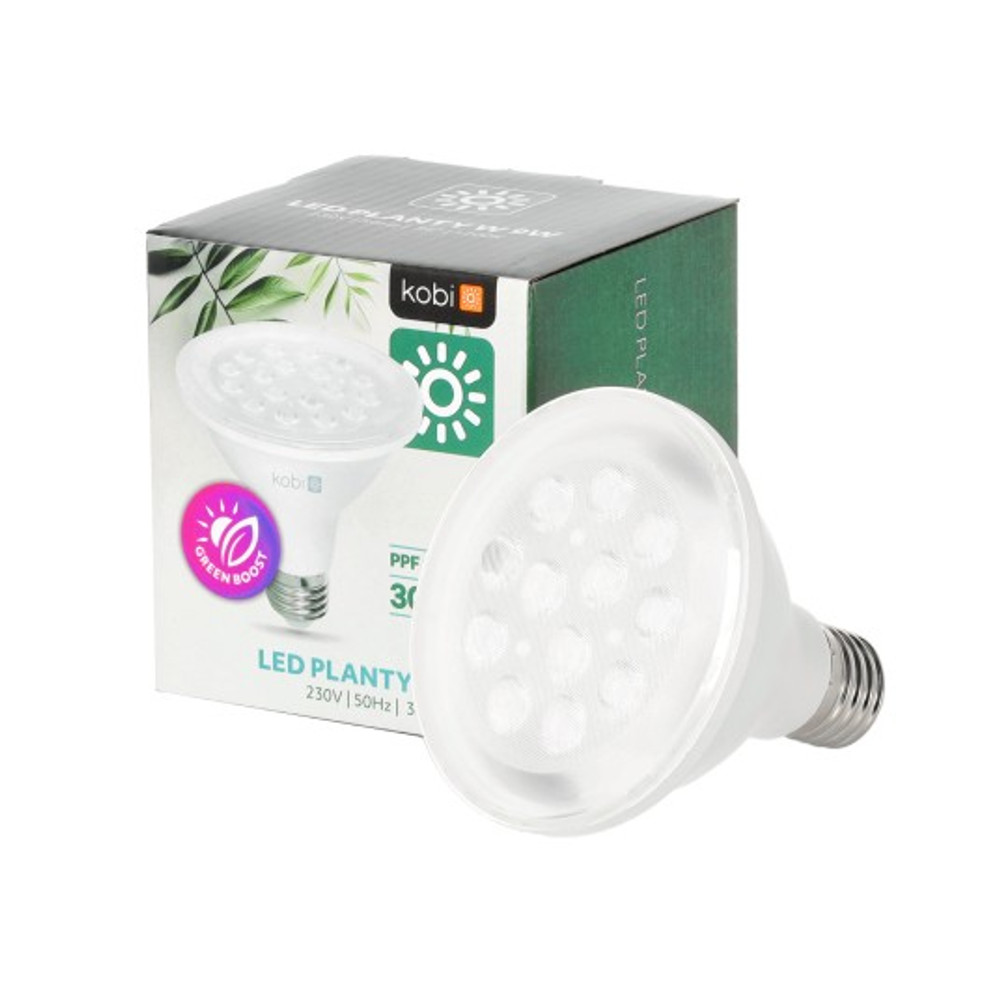 001504-9w-1200K-1.jpg PLANTY B grow izzó 9W E27 fehér ház közeli nézet