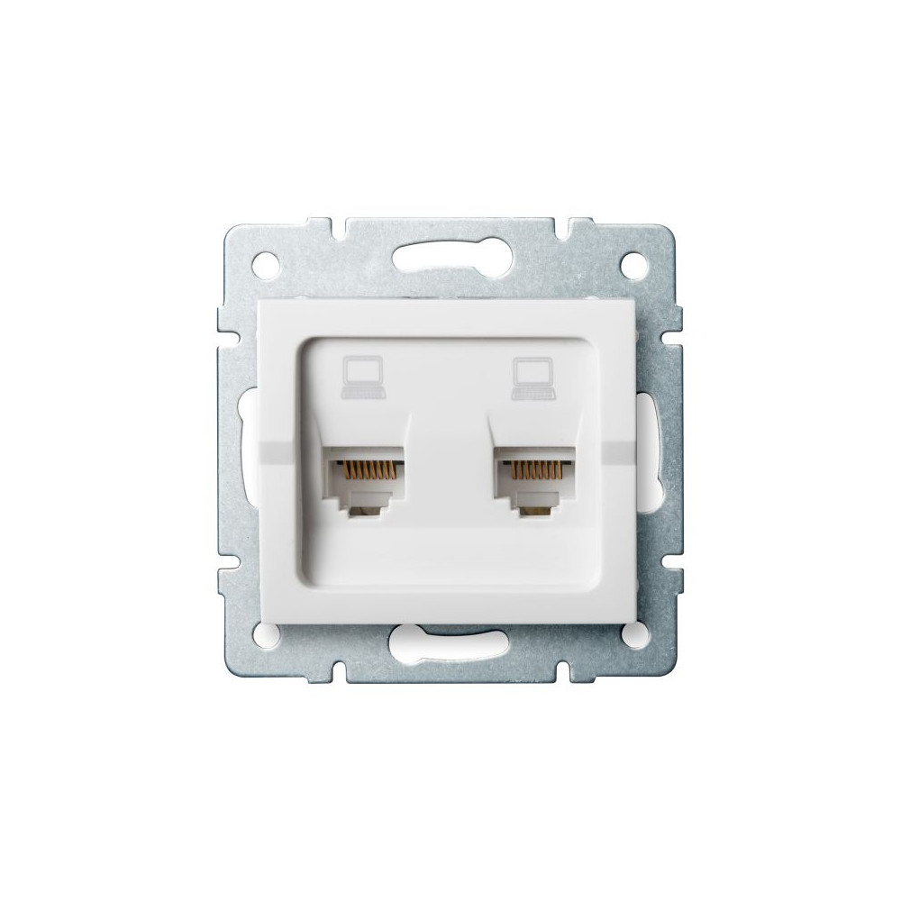 25110.jpg LOGI RJ45 Cat5e dupla aljzat fehér hálózati MOWION