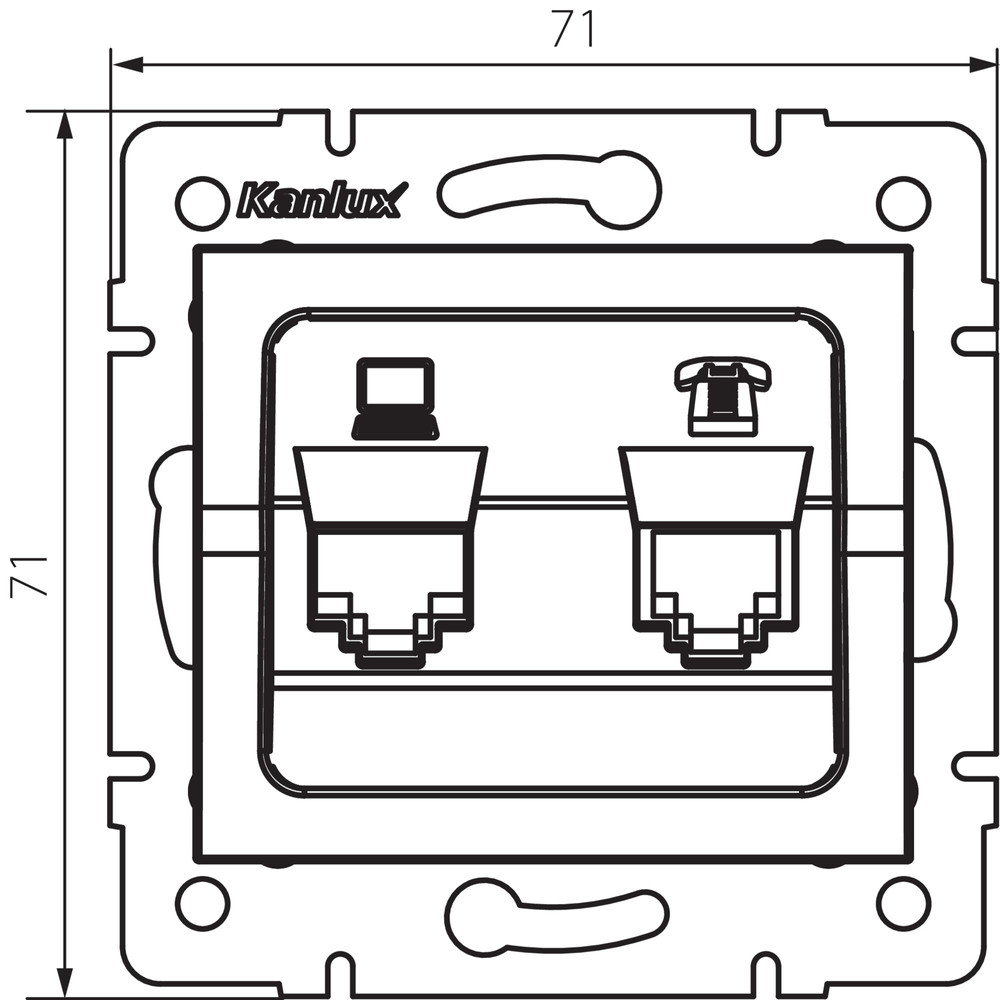 25113-1.jpg LOGI RJ45 Cat6 RJ11 aljzat fehér süllyesztett csatlakozó