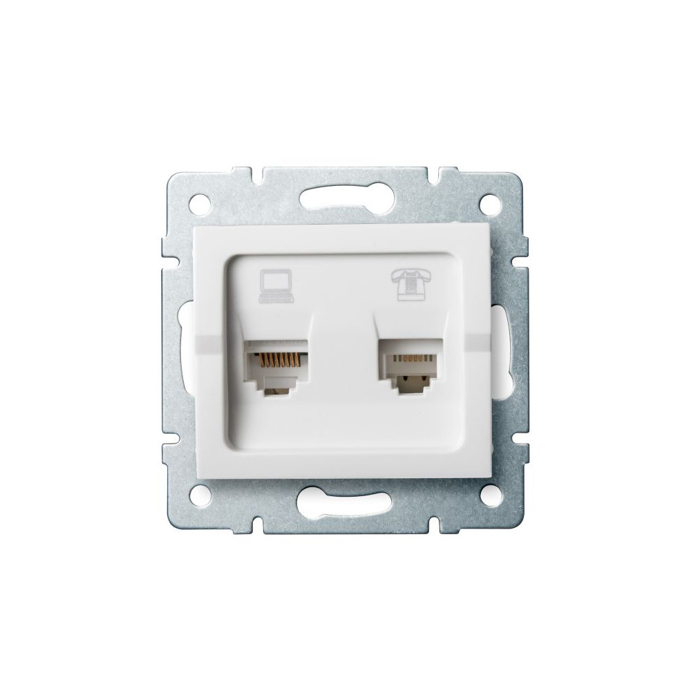 25113.jpg LOGI RJ45 Cat6 RJ11 aljzat fehér MOWION hálózati és telefon