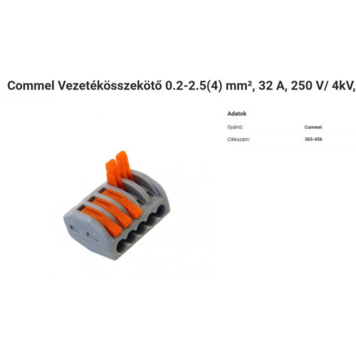 Commel 5-ös vezetékösszekötő 32A 250V ötpólusú gyorskötő