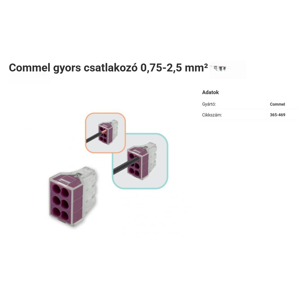 365-469.jpg Commel 6-os gyors csatlakozó hatpólusú vezetékösszekötő