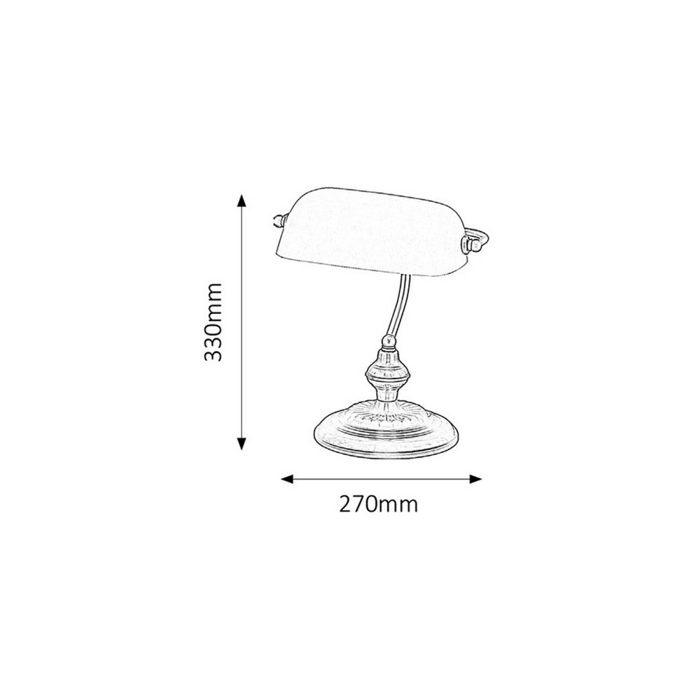 4038-BANK-asztali-lampa-zold-meret.jpg Rábalux BANK 4038 asztali lámpa méretrajz, búra szélessége 27 cm