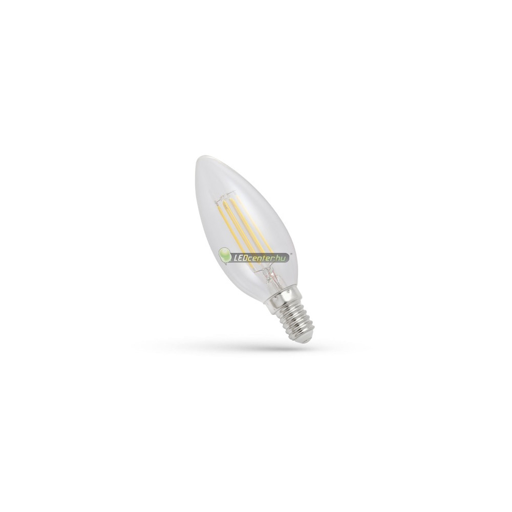 E14 COG LED gyertya 4W természetes fehér, átlátszó búrás filament izzó
