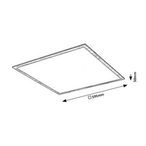 Fa hatású mennyezeti lámpa méretrajz, 595x595 mm, 50 mm magas