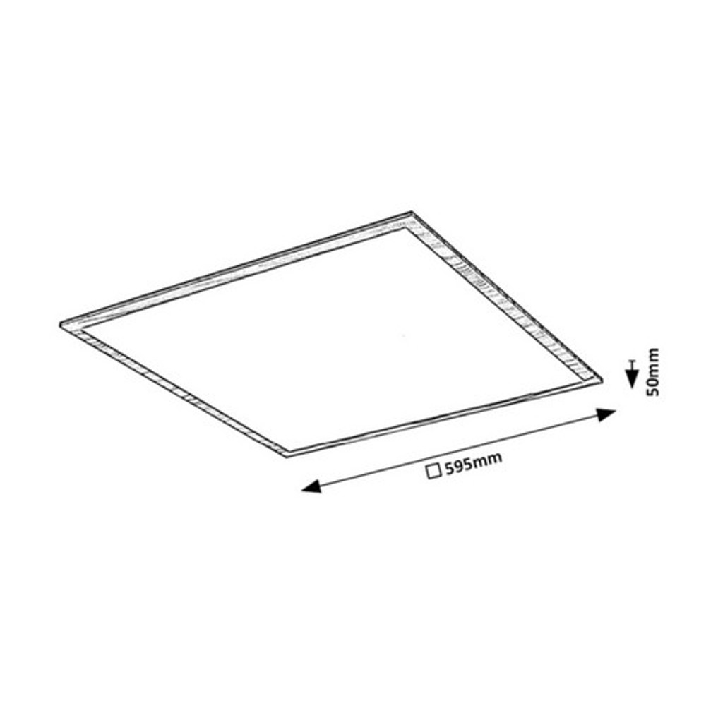 Fa hatású mennyezeti lámpa méretrajz, 595x595 mm, 50 mm magas