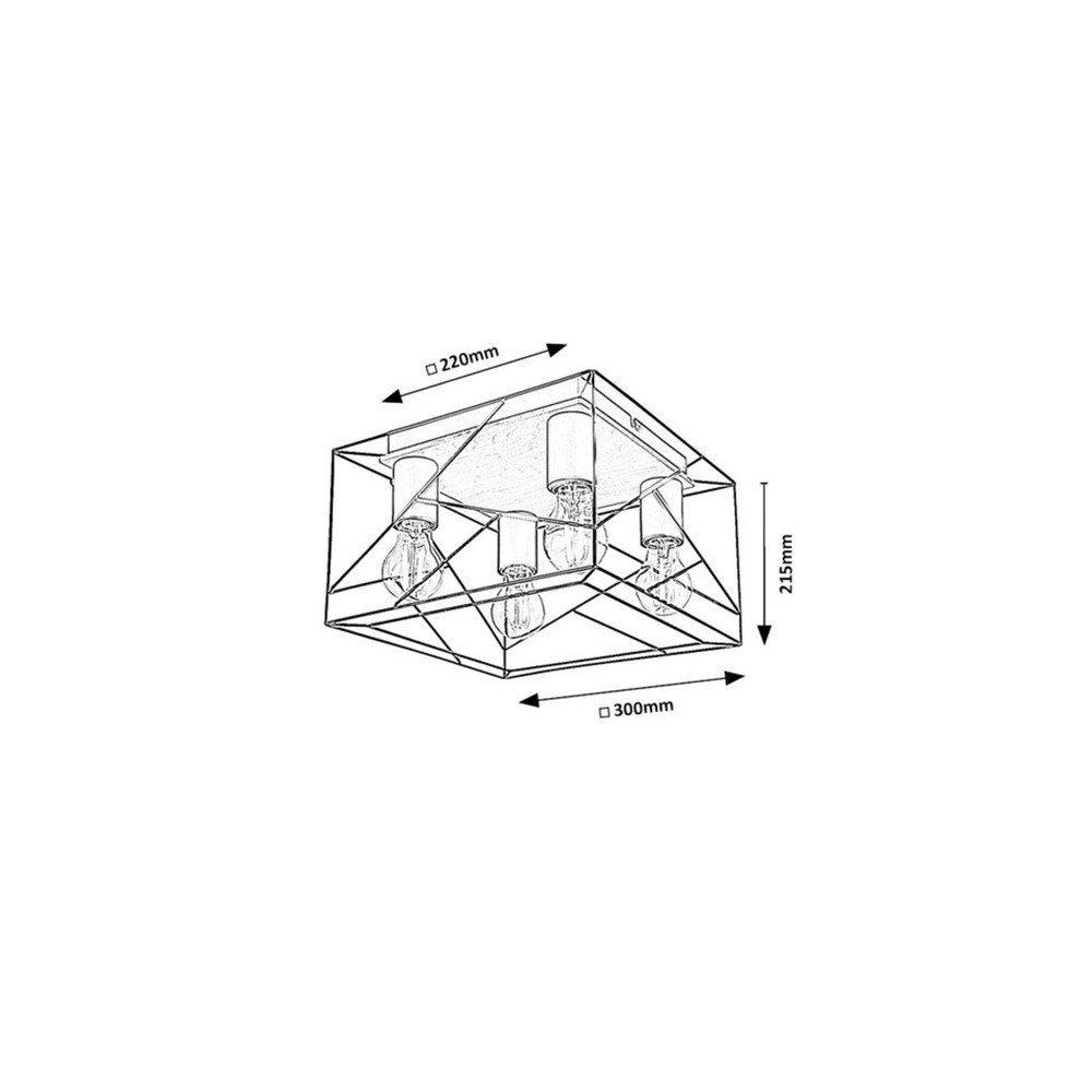 71024-BOIRE-fa-es-fem-mennyezeti-lampa-4xE27-meret.jpg BOIRE fa fém mennyezeti lámpa E27 méretrajz 300x300 mm