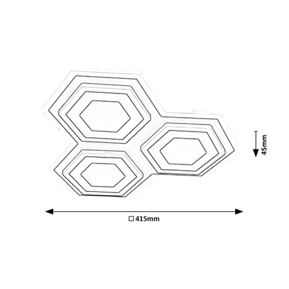 71115-BITSI-led-mennyezeti-lampa-16.jpg BITSI hármas hatszögletes LED lámpa hideg fehér fény, 6000K