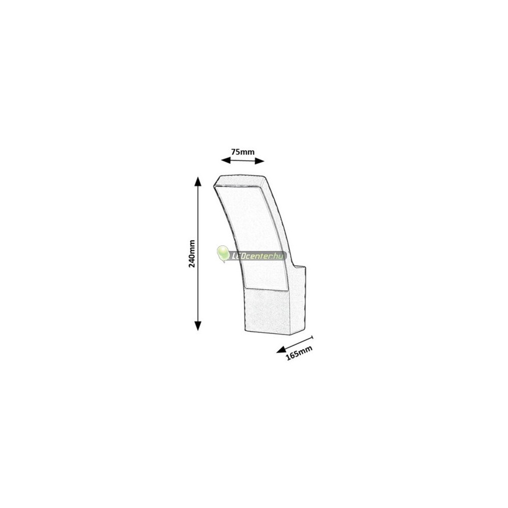 7504-PALANGA-led-kulteri-fali-lampa-meretek.jpg Rábalux PALANGA kültéri falikar 12W méretrajz