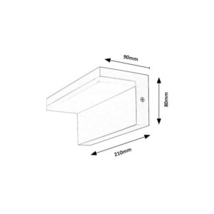 ZARAGOZA 10W fehér LED kültéri lámpa méret, 210x80 mm