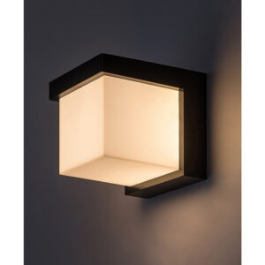 ANDELLE fekete kültéri LED fali lámpa oldalnézetből, 115x115 mm