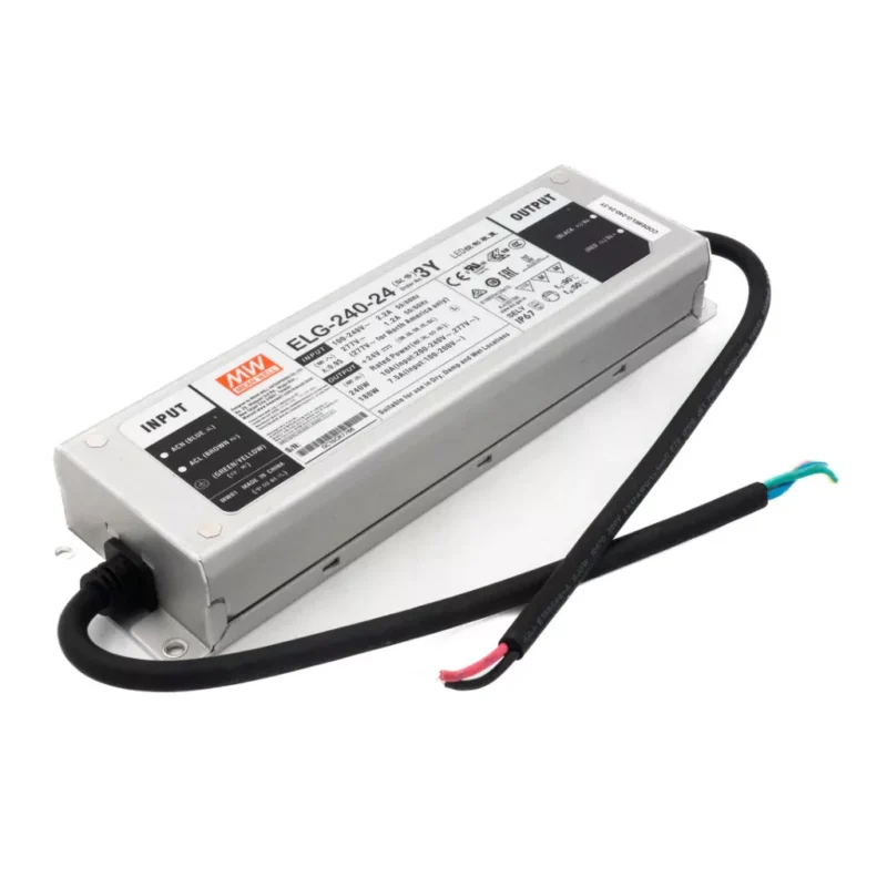 Mean Well ELG-240-24A-3Y LED-tápegység 24 V DC 240 W IP65 fémházban elölnézetből