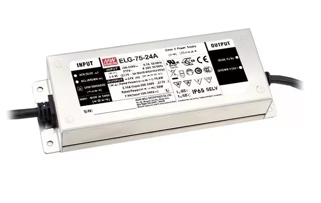 Mean Well ELG-75-24A LED-tápegység 75 W IP65 vízálló 24 V CV+CC potméterrel