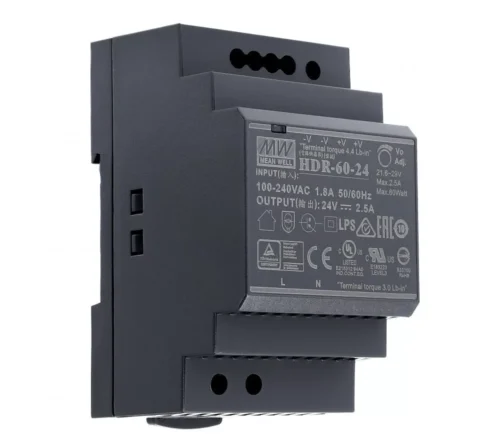 Mean Well HDR-60-24 LED-tápegység 24V 60W DIN-sínre szerelhető