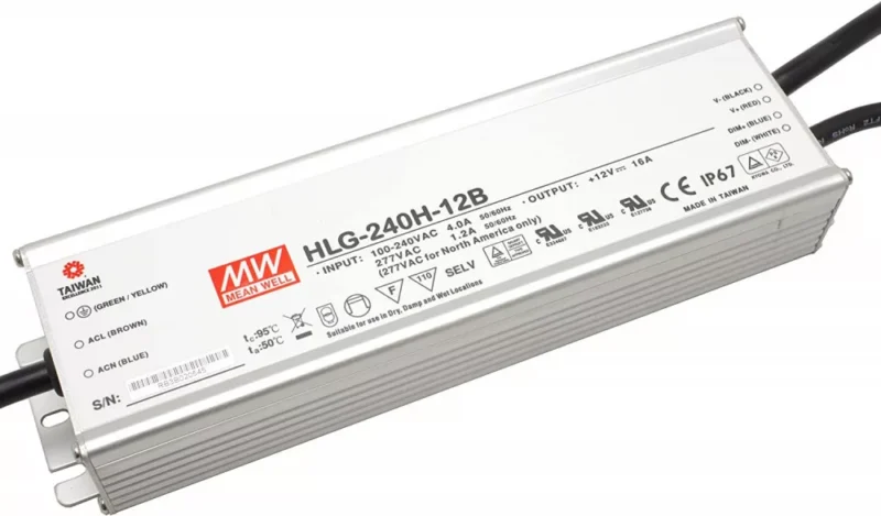 HLG-240H-12B Mean Well HLG-240H-12B LED-tápegység 12V 192W IP65 vízálló dimmelhető