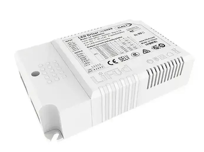 KOBI-001579 Driver LF-GSD040YC DALI Lifud 40 W-os dimmelhető LED-meghajtó elölnézet