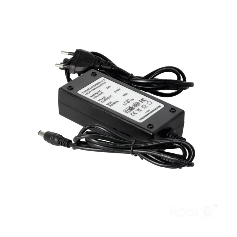 KOBI-002406 LED tápegység 24V 48W KOBI asztali tápegység 2,1x5,5 mm DC dugóval