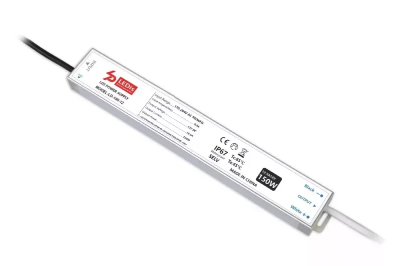 LEDis LD-100-24 LED-tápegység 24 V DC 100 W IP67 vízálló elölnézetből