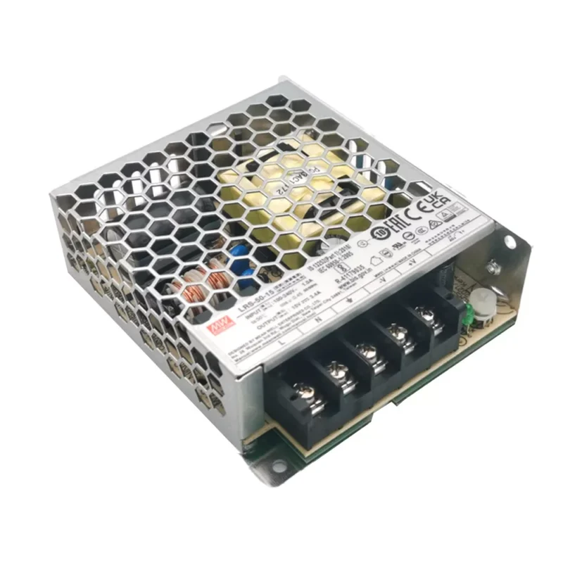 Mean Well LRS-50-15 LED-tápegység 15 V DC 51 W IP20 fémházban elölnézetből