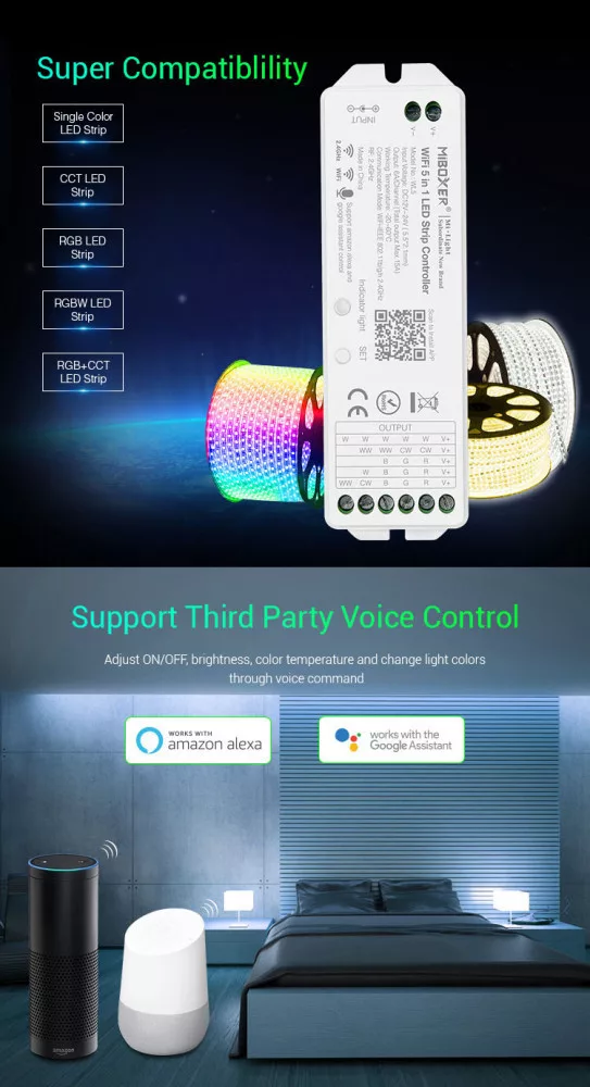 MB-WL5 MiLight 5in1 WiFi vezérlő WL5 vezérlése okostelefonos appal