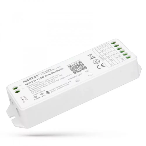 MB-WL5 MiLight 5in1 WiFi vezérlő WL5 elölnézetből, csatlakozókkal