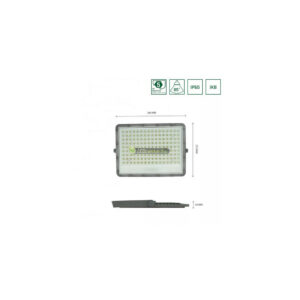 Noctis-Max-100W-led-reflektor-5evGarancia-2.jpg Szürke LED reflektor 100W NOCTIS MAX fényvető oldalnézet, IK08 ütésálló alumínium ház