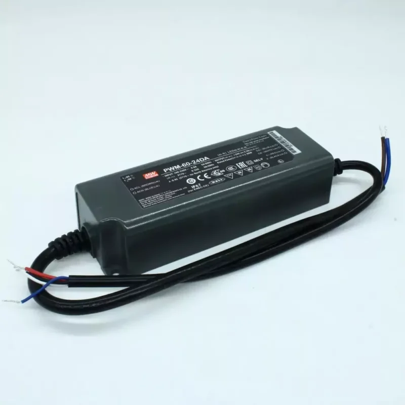 Mean Well PWM-60-24DA LED-tápegység 24 V DALI dimmelhető PWM IP67 elölnézetből