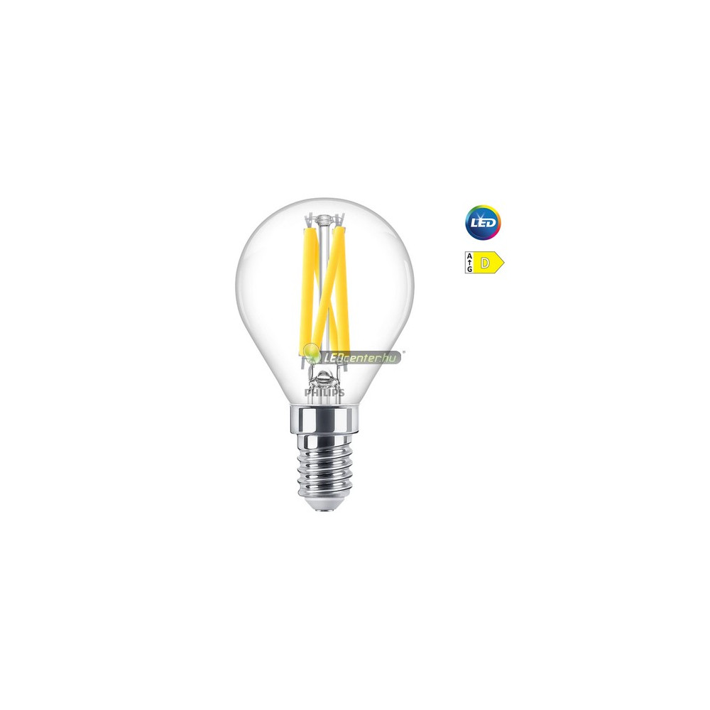 PHILIPS MASTER E14 LED kisgömb P45 CL DimTone, melegfehér