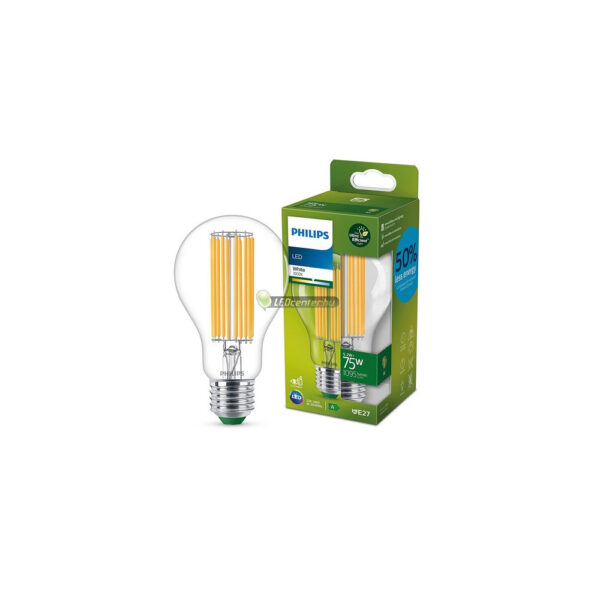 PHILIPS ultrahatékony E27 körte 5,2W melegfehér LED izzó, 75W kiváltása