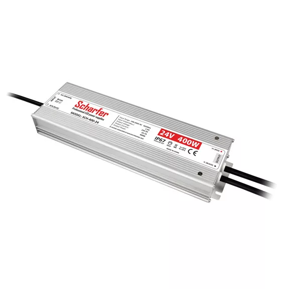 Scharfer SCH-400-24 LED-tápegység 24 V DC 400 W IP67 vízálló fémházban