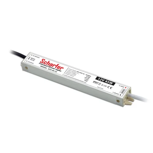 Scharfer SCH-45-12 LED-tápegység 12 V 45 W IP67 vízálló ultravékony fémházas