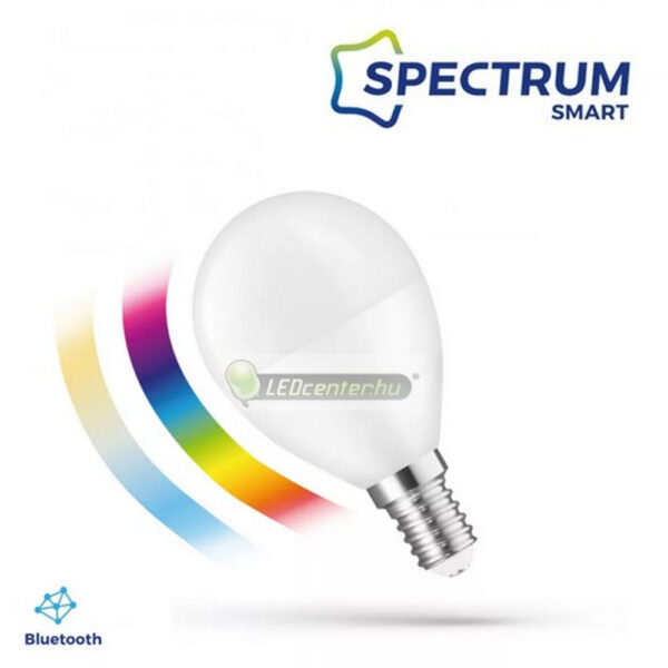 Okos E14 LED kisgömb SpectrumLED Easy Smart 4,9W RGBW CCT Bluetooth