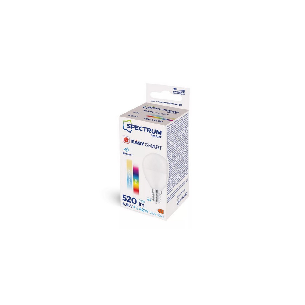 WOJ14630-2.jpg Okos E14 LED kisgömb RGBW Bluetooth SpectrumLED Easy Smart WOJ14630