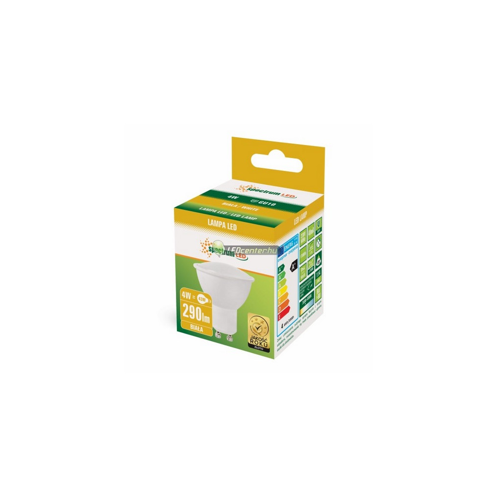 gu10_4w_120f_led_szpot_tf_doboz.jpg GU10 LED szpot SpectrumLED 4W természetes fehér doboz csomagolás