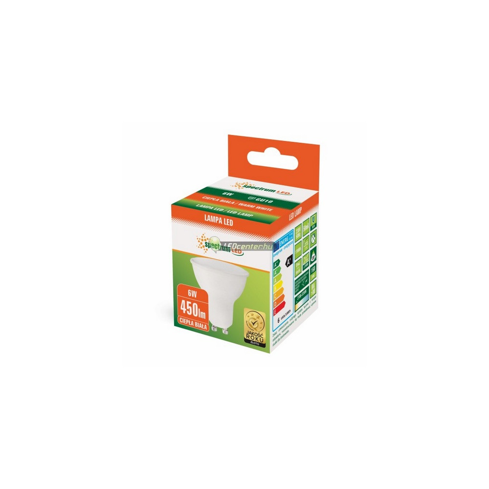 GU10 LED izzó melegfehér SpectrumLED 6W 120° gyári doboz