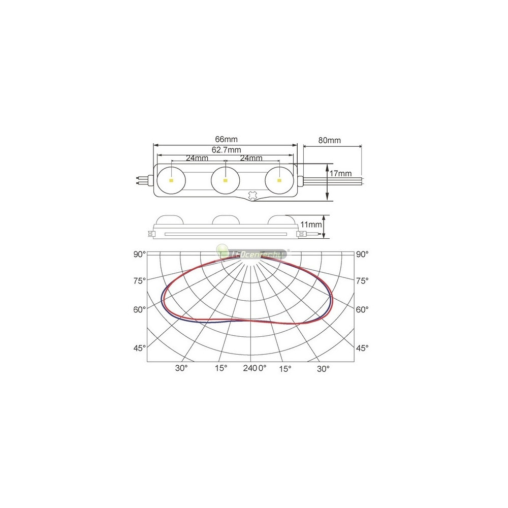 LED modul 12V IP68 hidegfehér SMD LED modul közeli nézet
