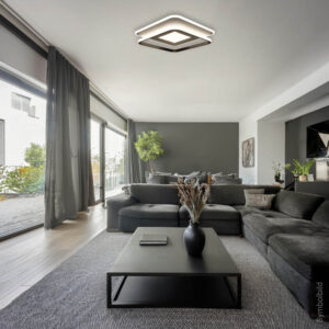 Optonica LED mennyezeti lámpa 60W CCT, távirányítós, négyzet, fehér-fekete – 4800 lm