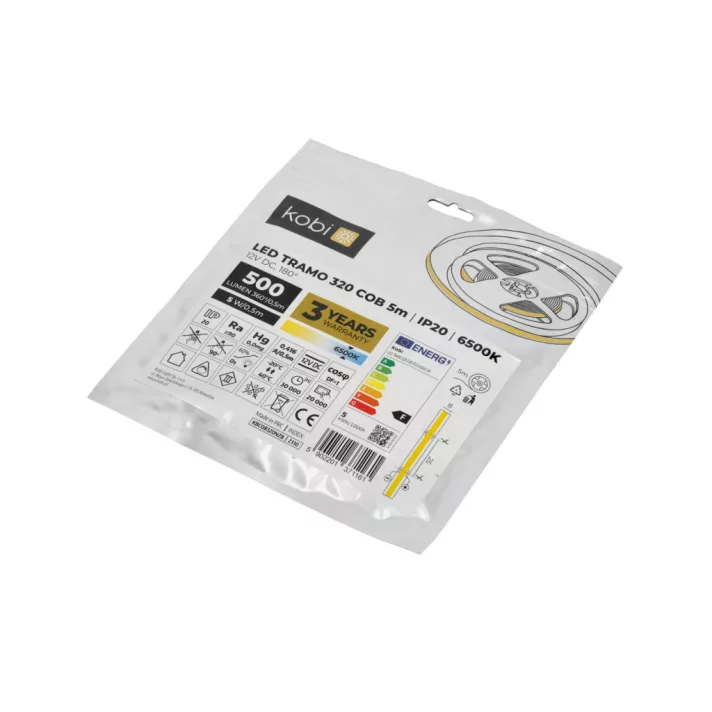 TRAMO 320 COB led szalag 6500K IP20 beltéri 10W/m 12V, 001425